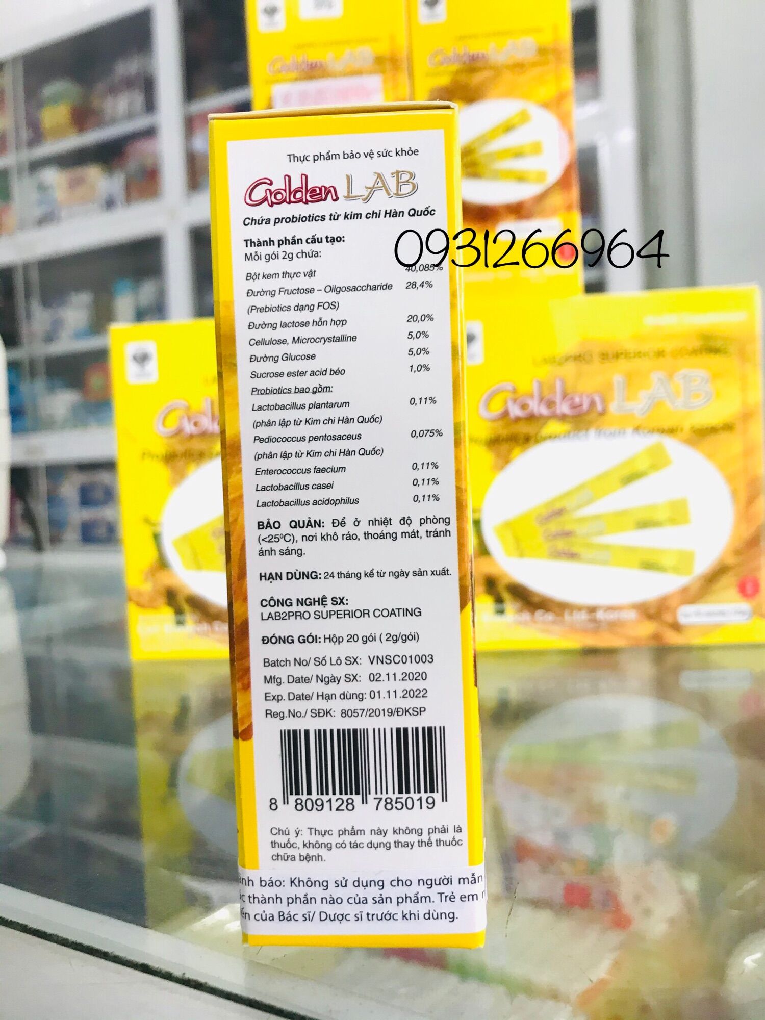 [HCM]Men vi sinh Golden lab hộp 20 gói
