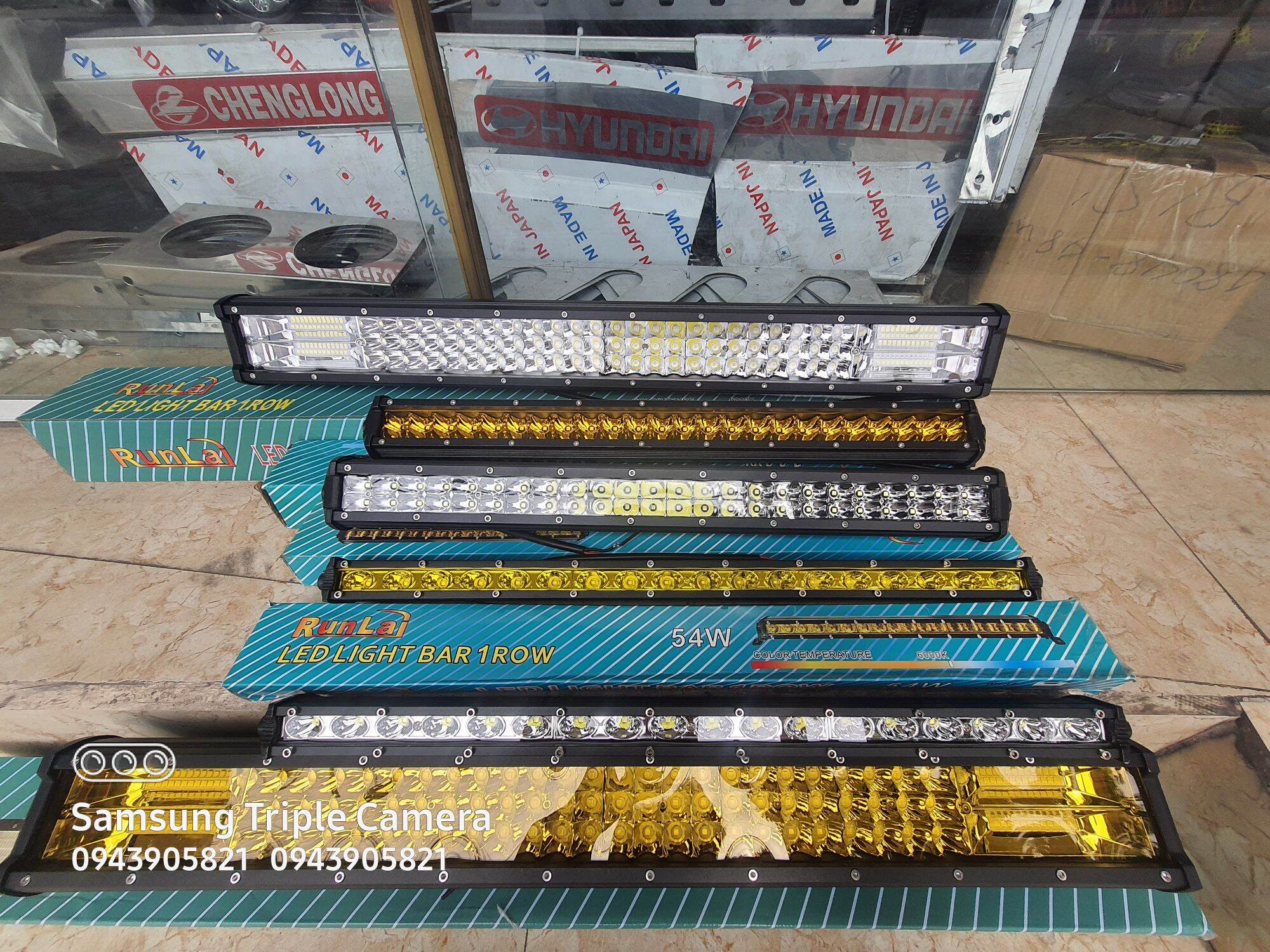 Đèn led Bar Runlai 3 hàng bóng chính hãng. đèn led trợ sáng siêu sáng 80cm,12v,24v dễ lắp đặt