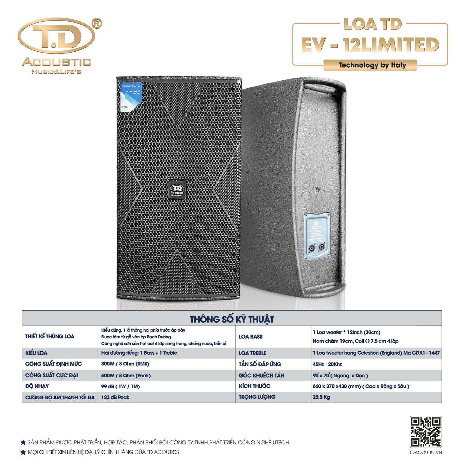 LOA CHUYÊN NGHIỆP EV-12LIMITED Sản phẩm chính hãng 100% TD Acoustic