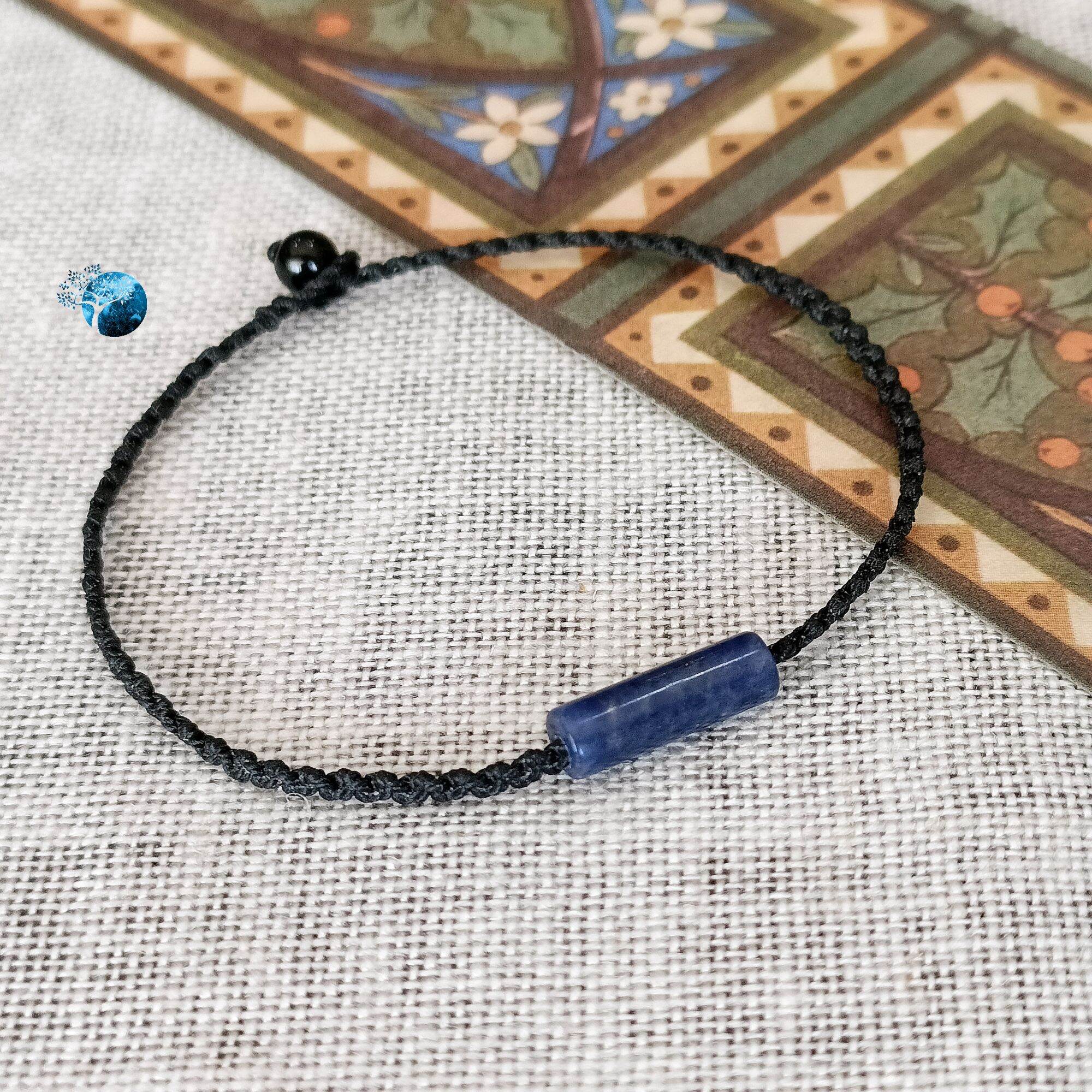 Vòng tay tết dây lu thống mini đá sodalite