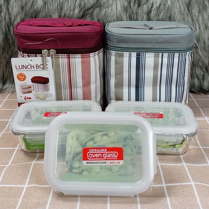 [HCM]BỘ 3 HỘP THUỶ TINH KÈM TÚI ĐỰNG - LLG422S3