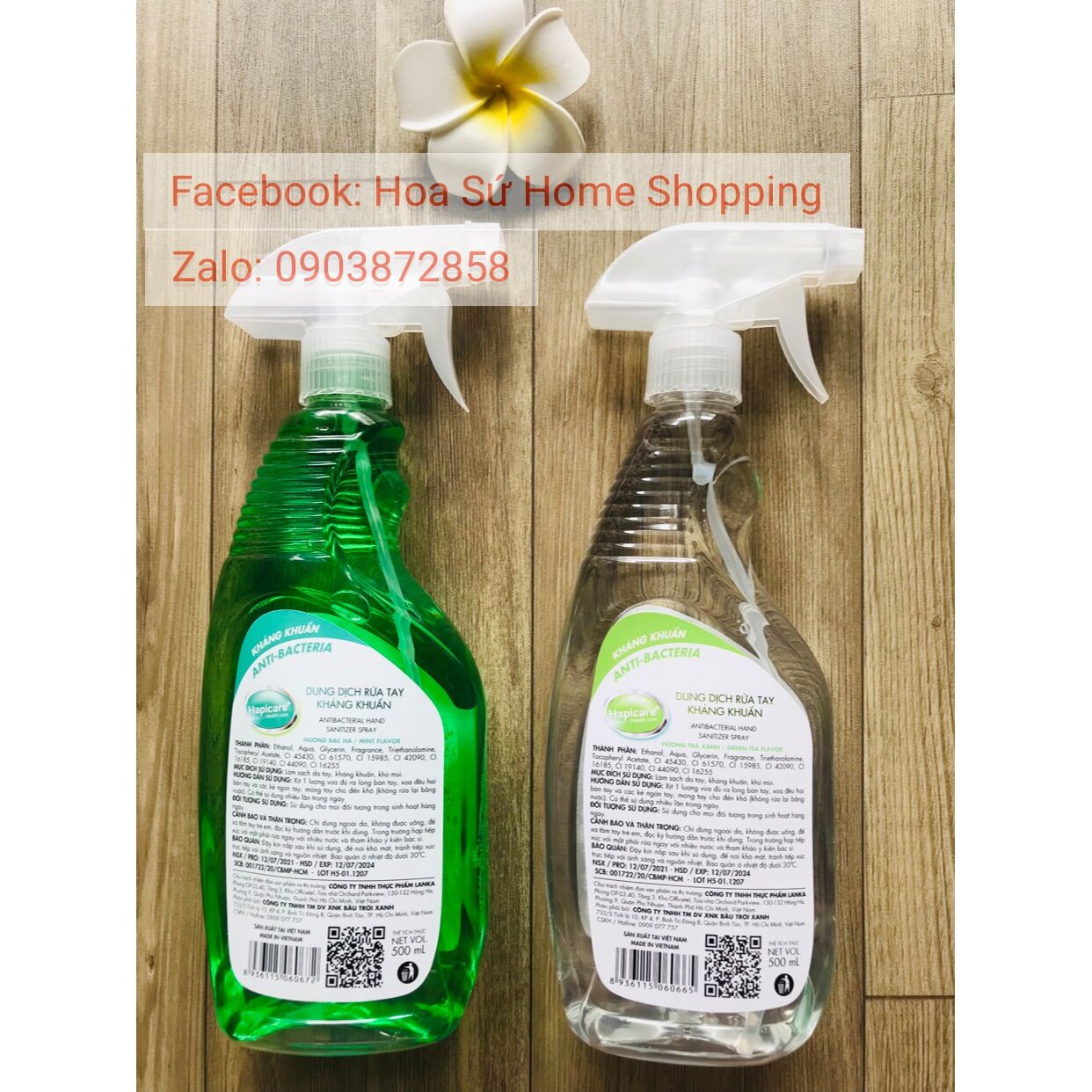 DUNG DỊCH RỬA TAY KHÁNG KHUẨN HAPICARE 500ML