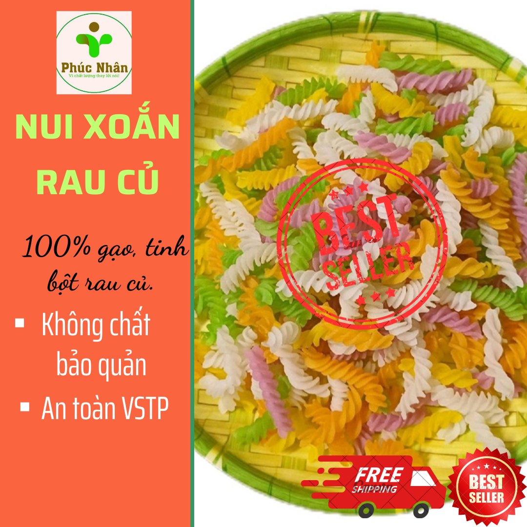 500 gram nui xoắn rau củ .các món súp nui, nui chên,.. nui xoắn rau củ 500 gram