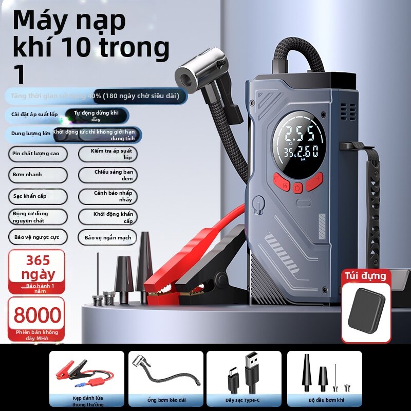 HELLOLEIBOO | Bộ Khởi Động Xe Hỏa Tiễn Dự Phòng với Máy Bơm Lốp Cao Áp 12V 14V