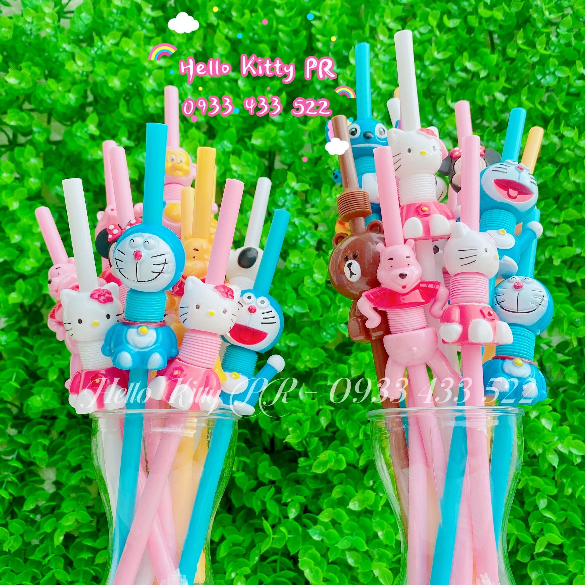 [Freeship MAX] Ống hút tái sử dụng nhiều lần ( tặng kèm cọ rửa ) Hello Kitty - Doremon Doraemon