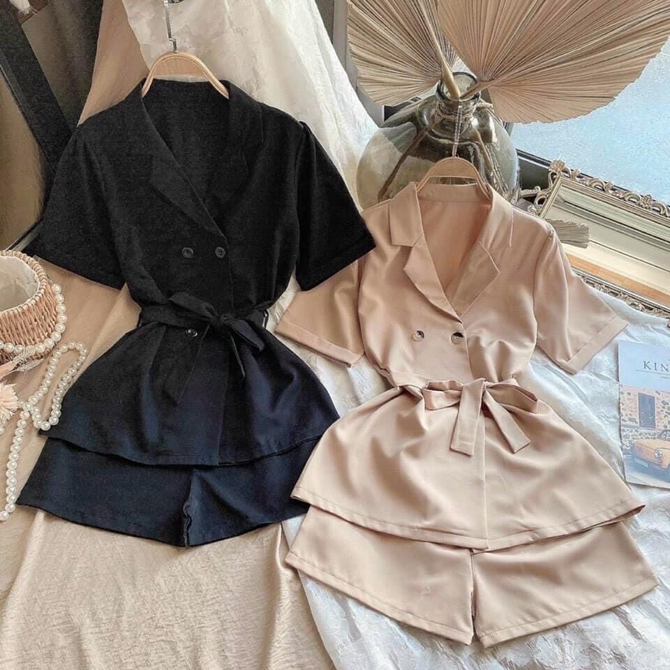Set áo cổ vest + short ????