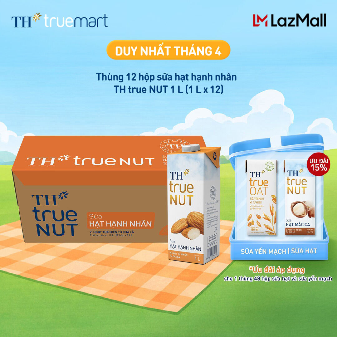 Thùng 12 hộp sữa hạt hạnh nhân TH true NUT 1 L (1 L x 12)