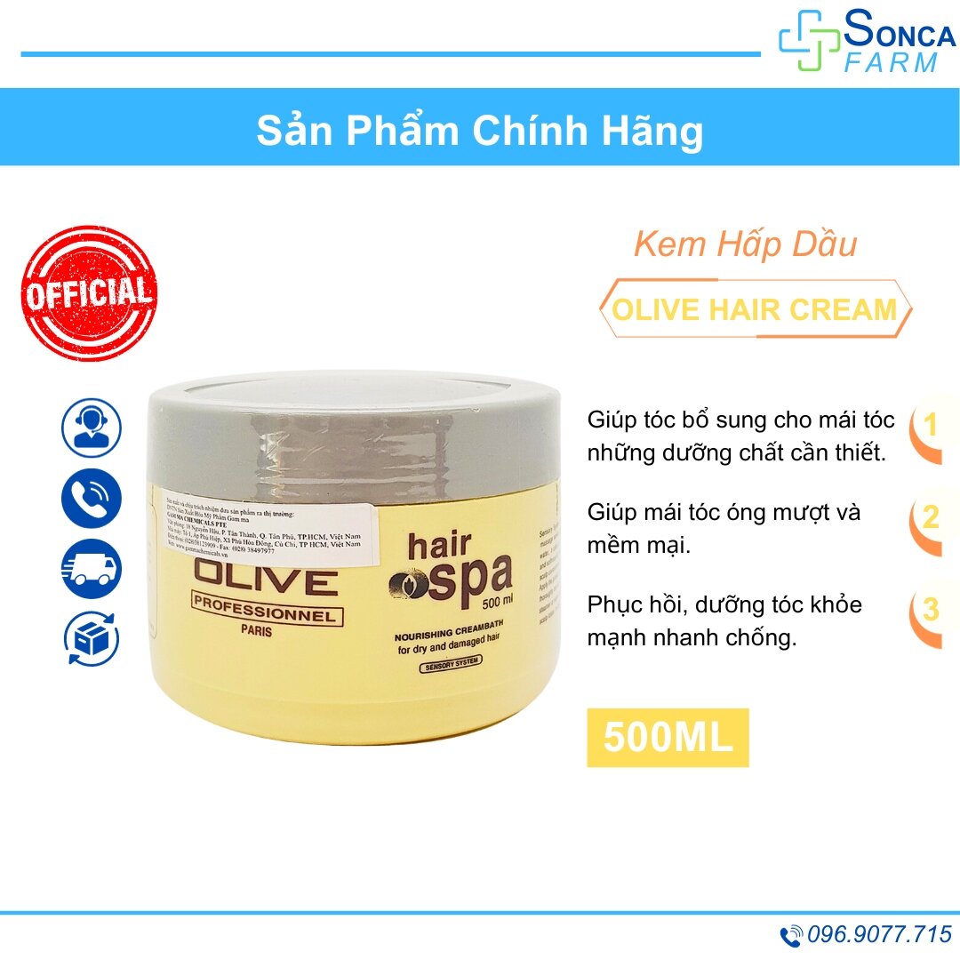 Kem hấp dầu olive hair cream 500ml tóc mềm mượt chuẩn spa