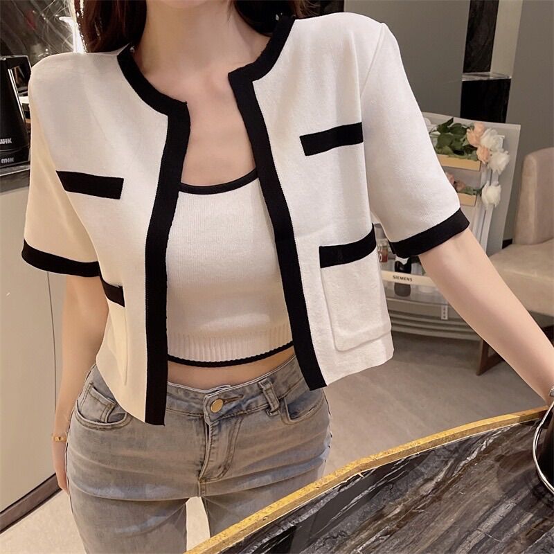 Set 2 món áo khoác phối viền + 2 dây viền
