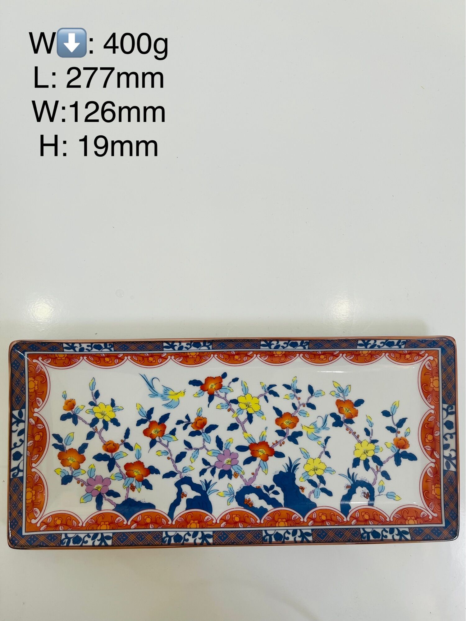 [Ảnh thật] Dĩa sứ hoa hình chữ nhật - dài 28cm
