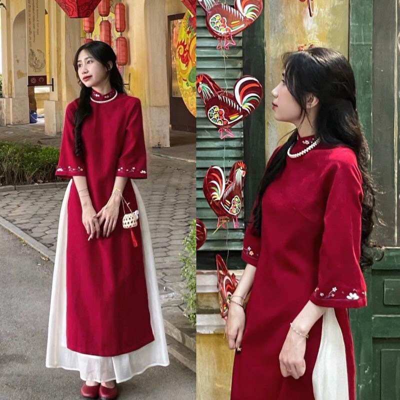 (SHOP TÁO ĐỎ BIGSIZE 50KG ĐẾN 90KG) set áo dài tay lở viền hoạ tiết