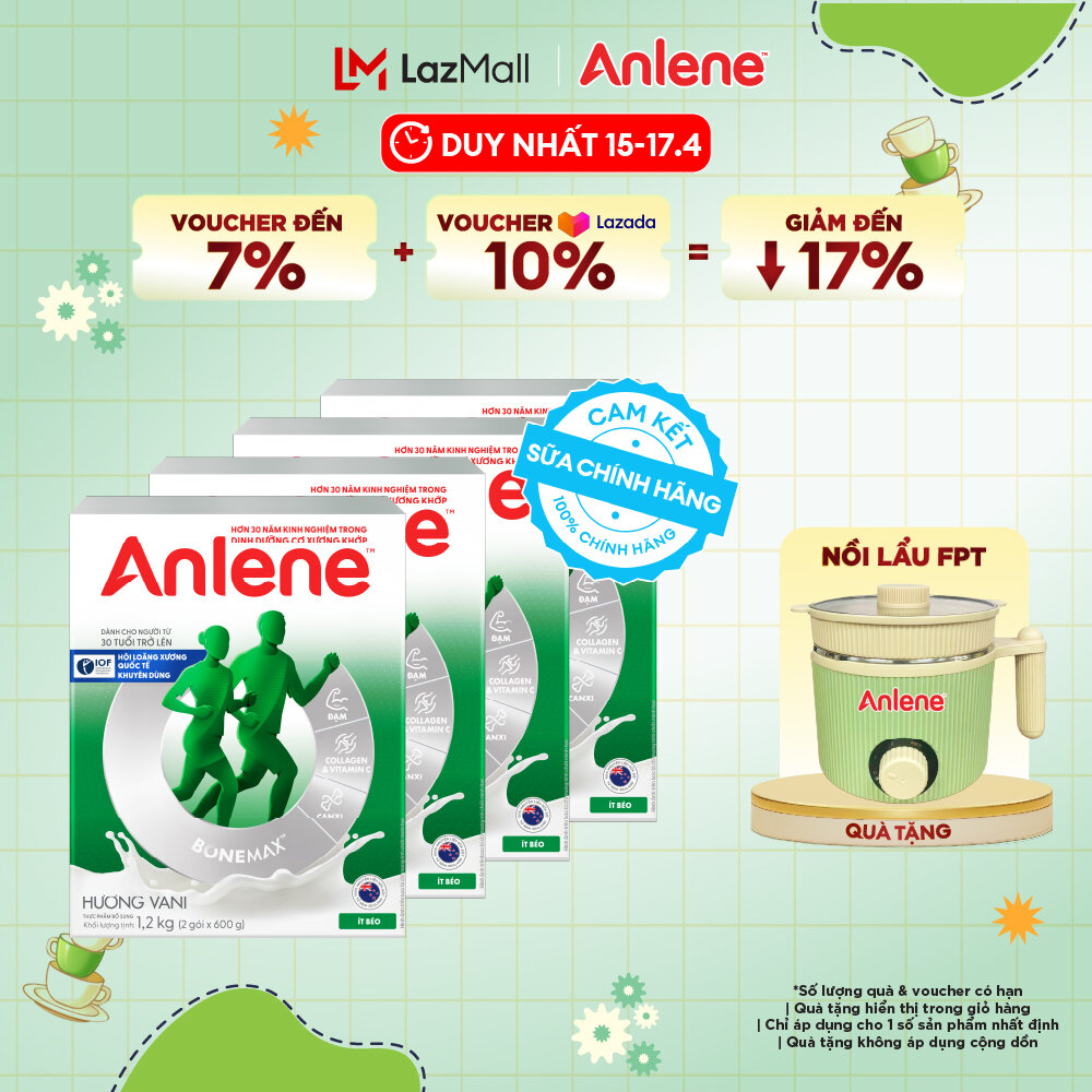 [Voucher giảm đến 26%]Combo 4 Sữa Bột Anlene Hương Vani 1.2Kg