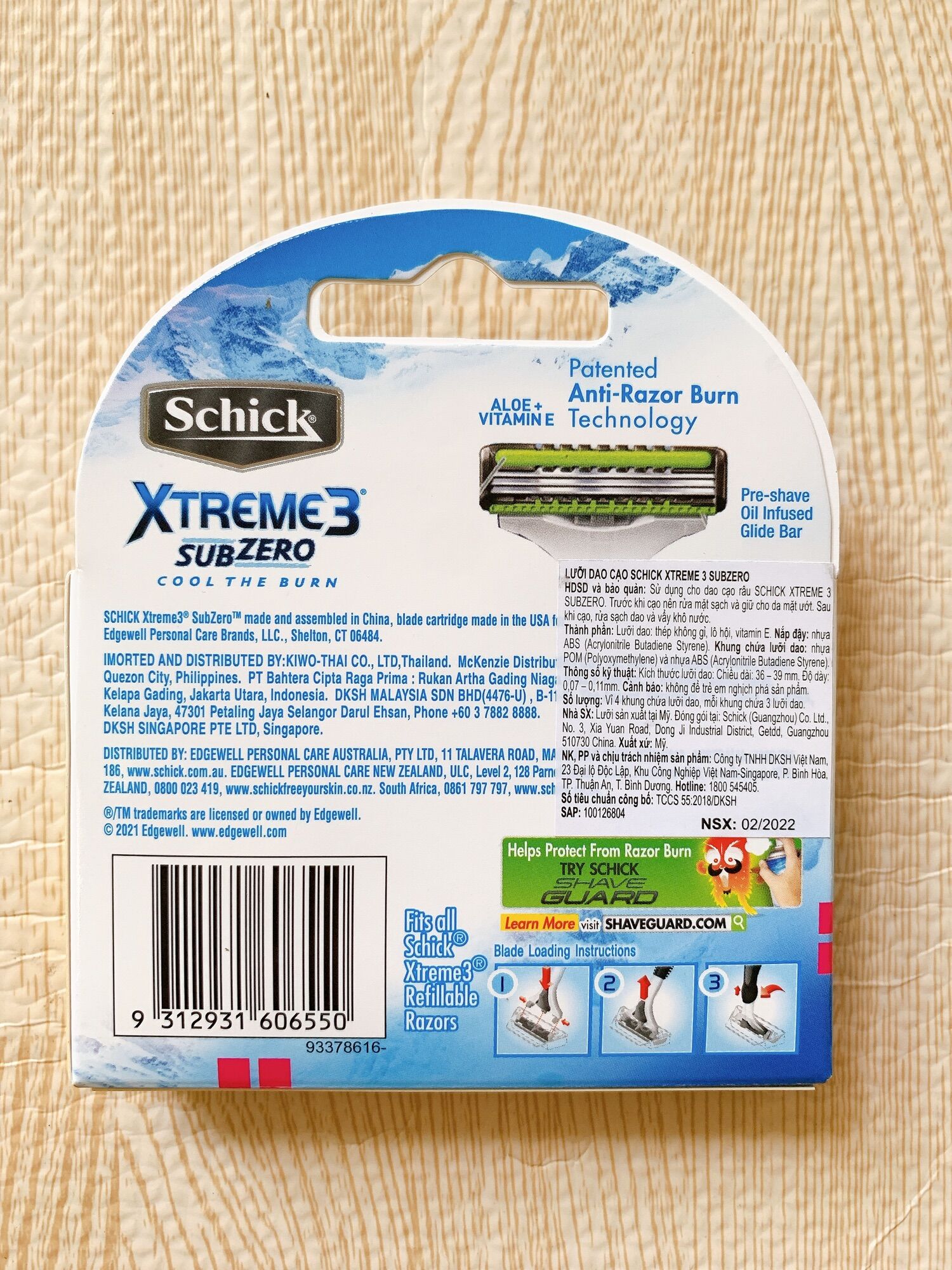 [HÀNG MỚI] Hộp lưỡi dao cạo SCHICK XTREME 3 SUBZERO(4 LƯỠI/HÔP)