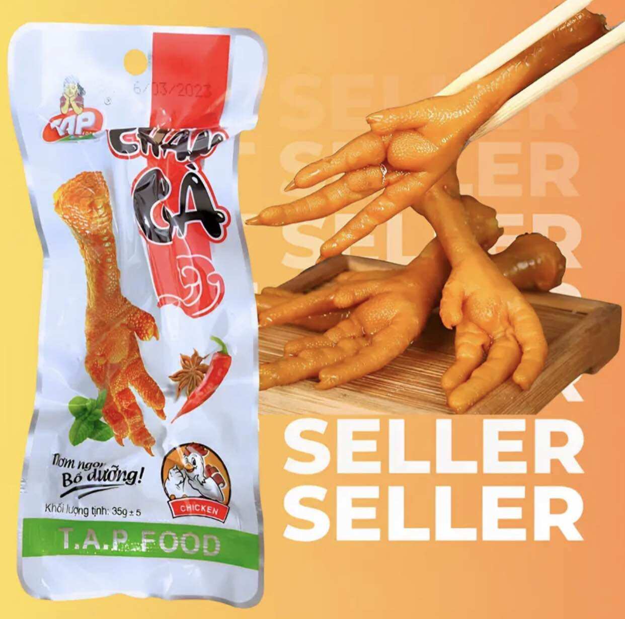 Combo 5 gói chân gà cay việt nam, chân gà cay t.a.p food 35gr ăn liền thơm ngon