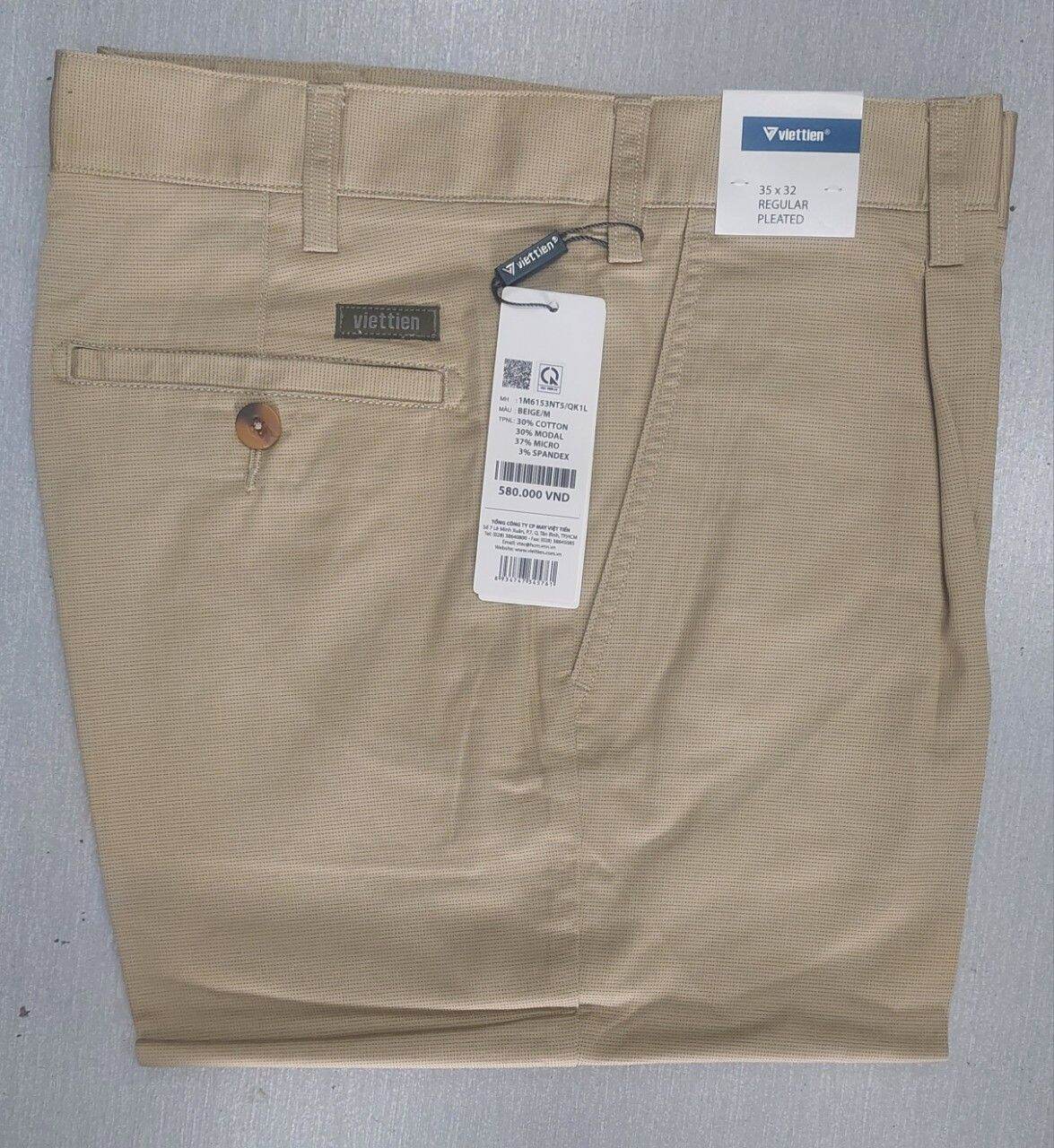 Quần kaki có ly size 35 Việt tiến (số đo lưng quần 91cm)