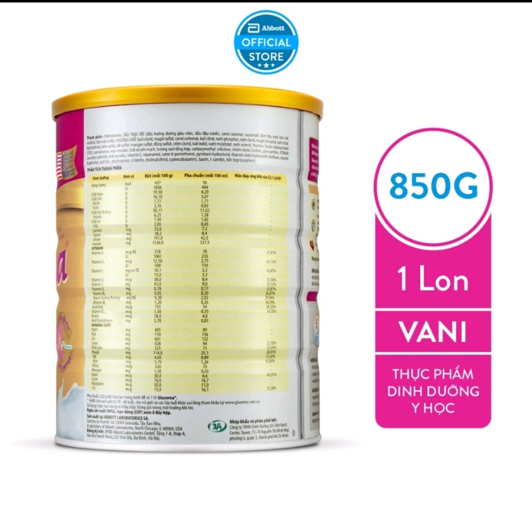 Sữa Bột Glucerna 850g - Hương Vani [Date Mới]