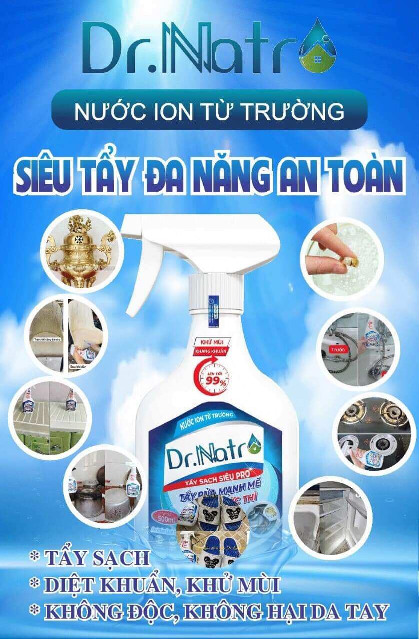 (Combo 2 chai) Nước tẩy đa năng Dr.natro (Tặng kèm 2 miếng xốp nhám chà đa năng và 1chai xịt nhỏ Drnatro) Làm Sạch,Vệ Sinh Bếp