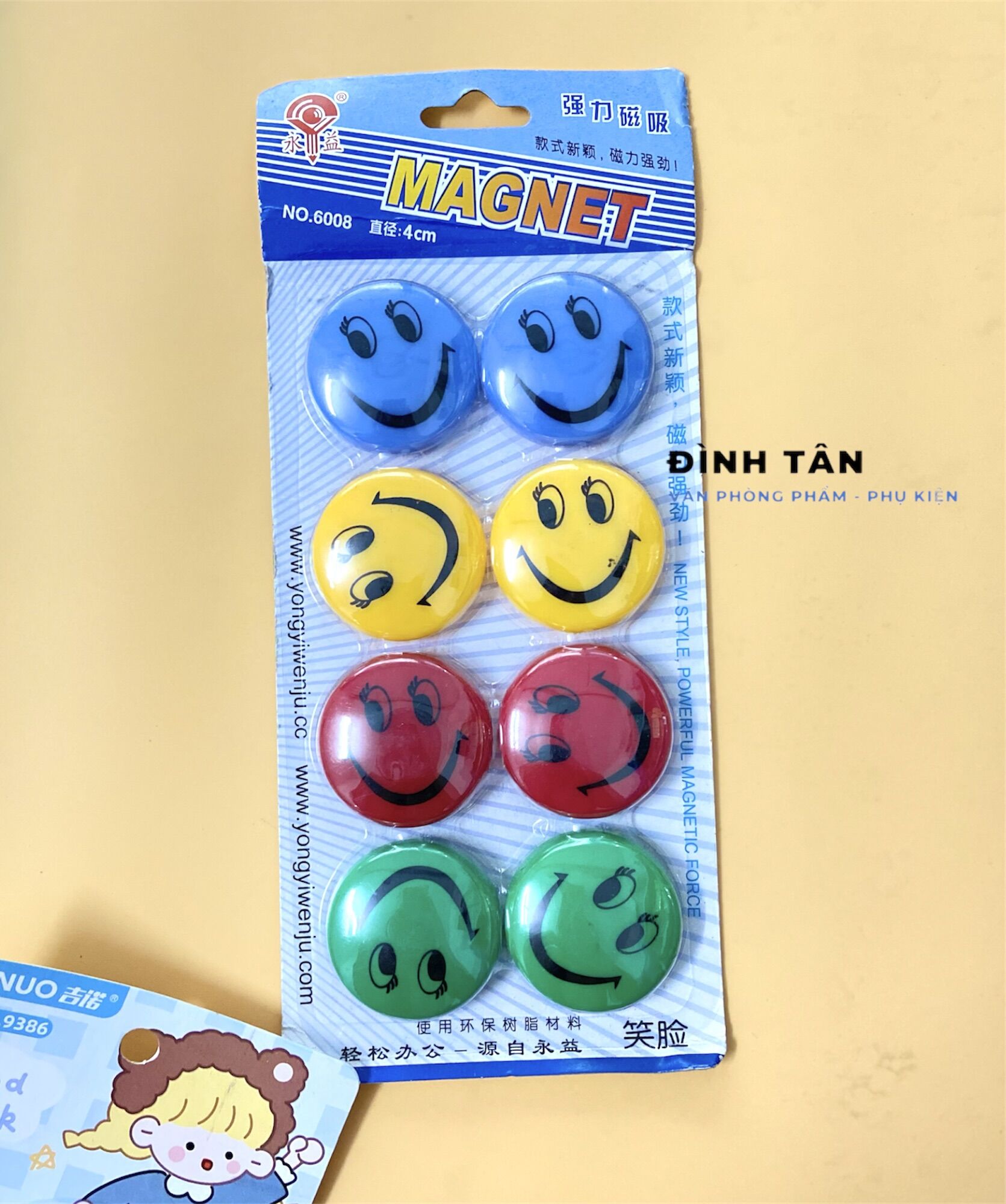 Nam Châm Mặt Cười - Nam Châm Hít Bảng Nhiều Màu (Vỉ)