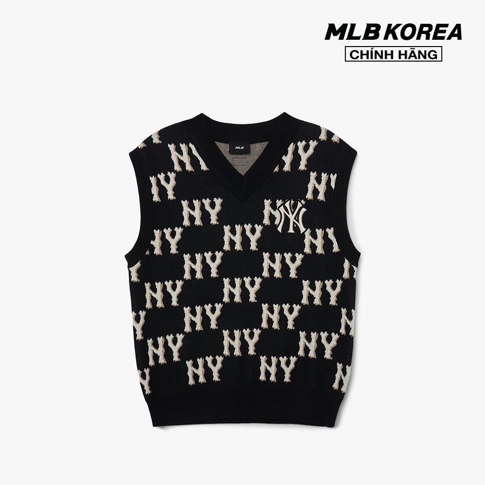 Mlb - áo khoác gilet unisex cổ v classic monogram 3akpm0331-50bks