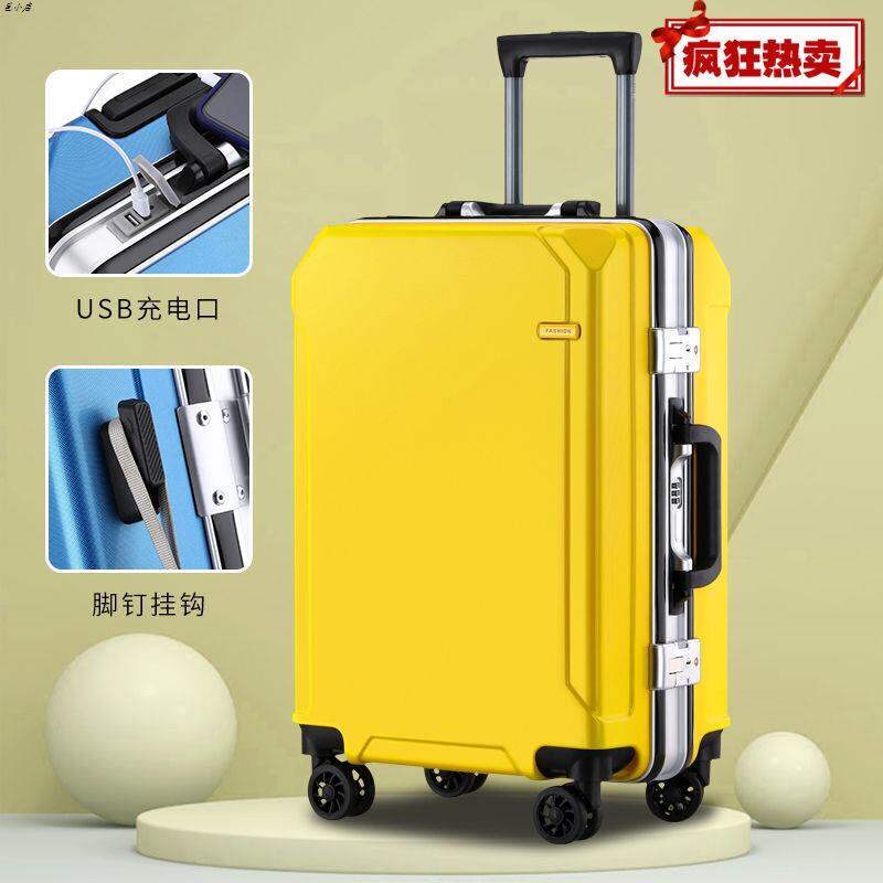 Vali Kéo Khung Nhôm Nam Nữ Va Li Khóa Vali Du Lịch Học Sinh Vali Du Lịch Bánh Xe Đa Năng Sức Chứa Lớn Tươi Mát Màu Xám Đậm