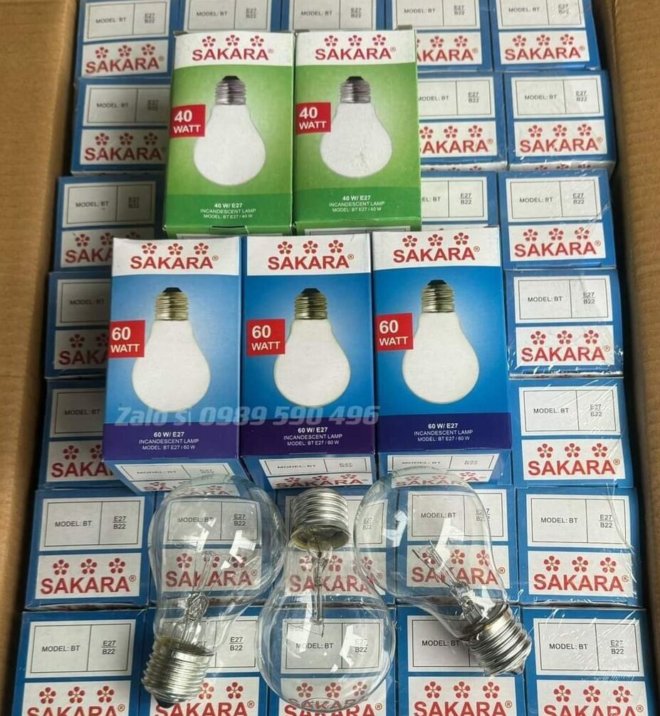 Bóng Đèn Sợi Đốt (combo 10 bóng) Đui Xoáy 25 - 40 - 60W SAKURA Chính Hãng Loại 1 - Hàng VN Chất Lượng Cao - Dùng Thắp Sáng Sưởi Ấm Gia Cầm, Động Vật, Chát Trần, Tường Nhà..