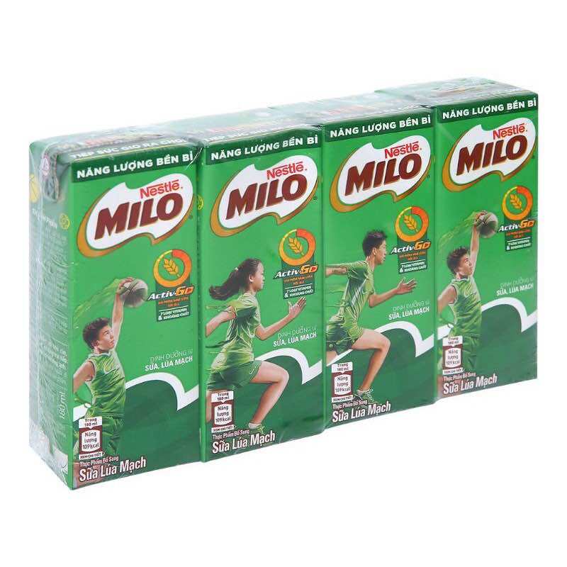 Lôc sữa lúa mạch Milo Nestle 4 hộp 180ml