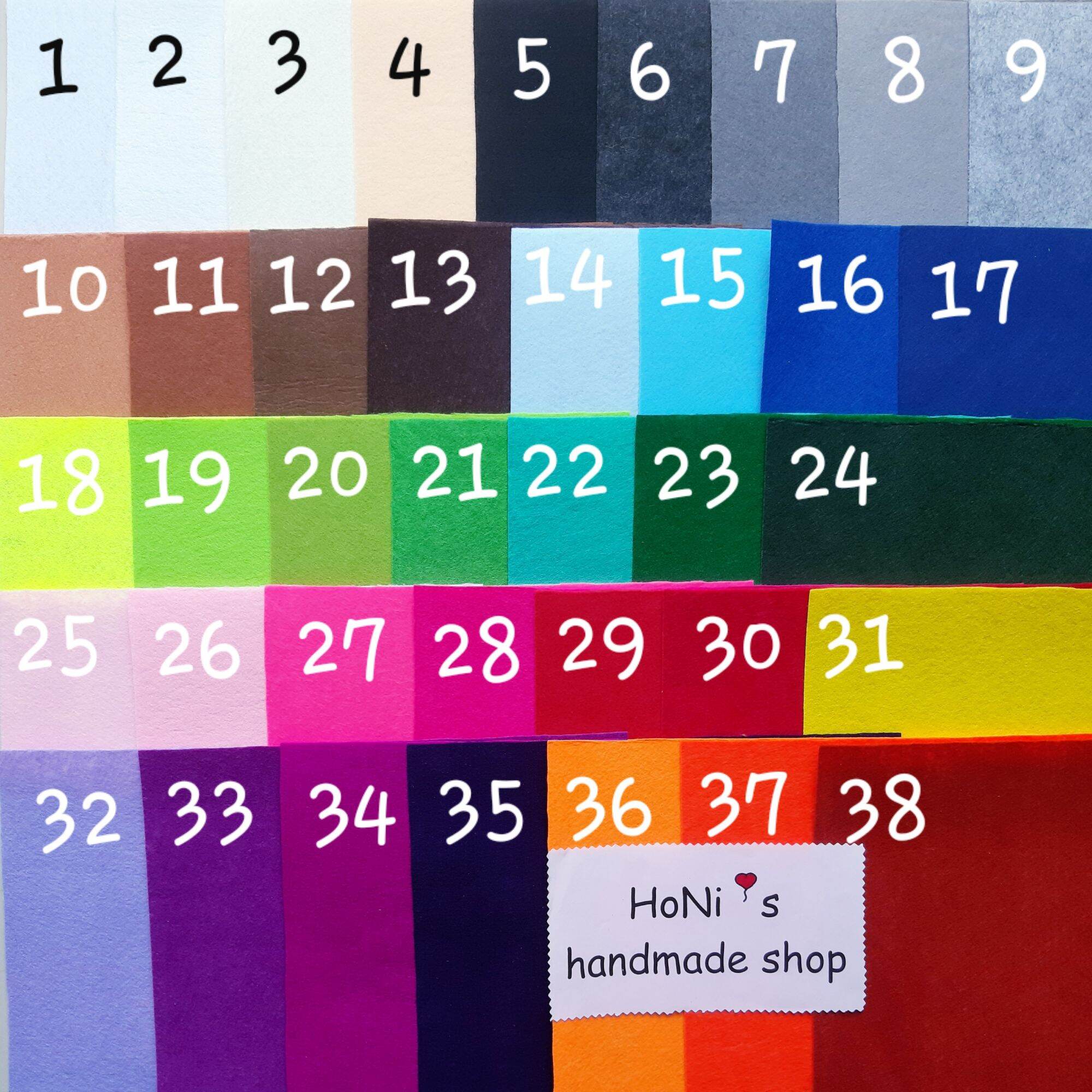 Combo 38 tấm vải nỉ 38 màu 30x30cm