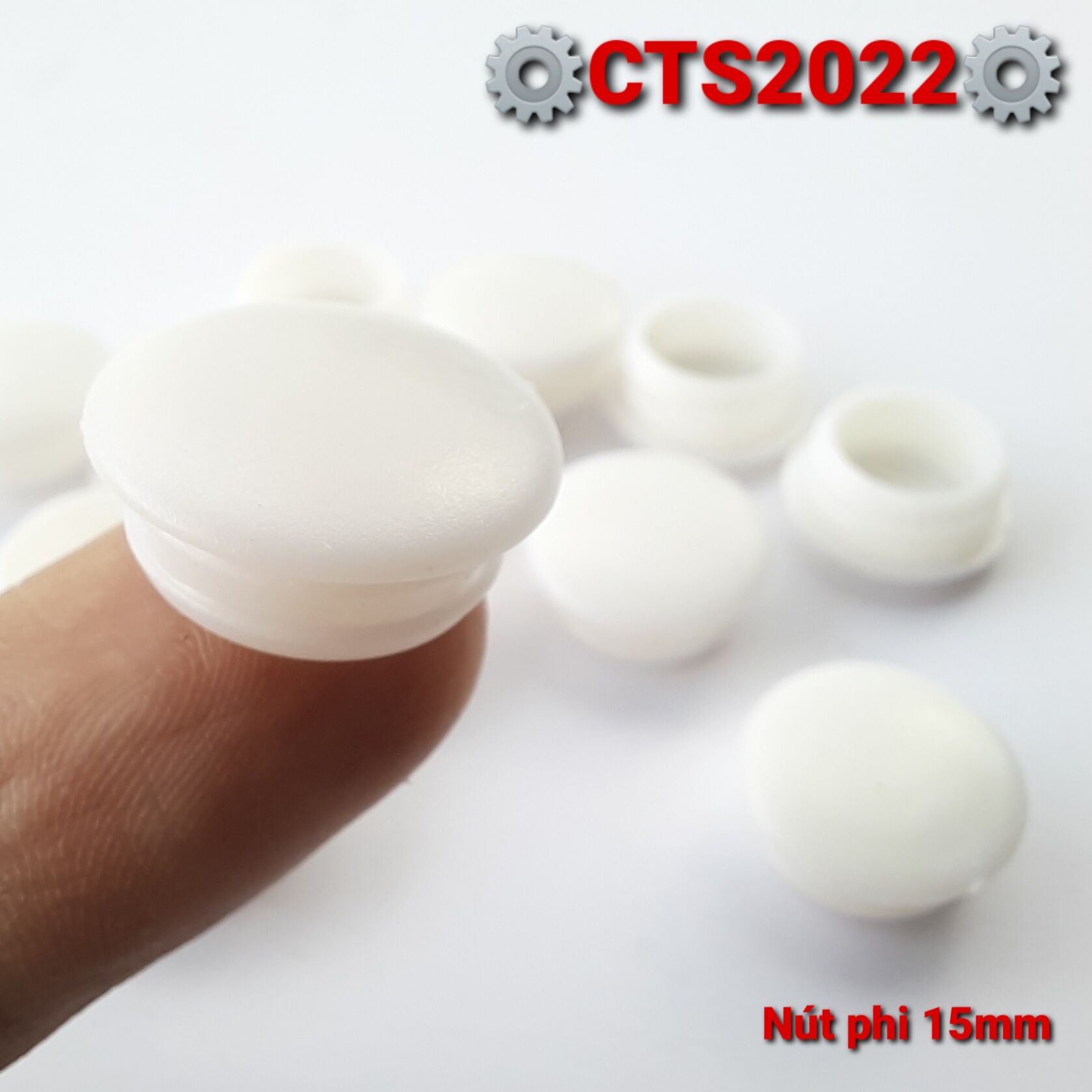 2 Nút nhựa bịt lỗ phi 15mm màu trắng