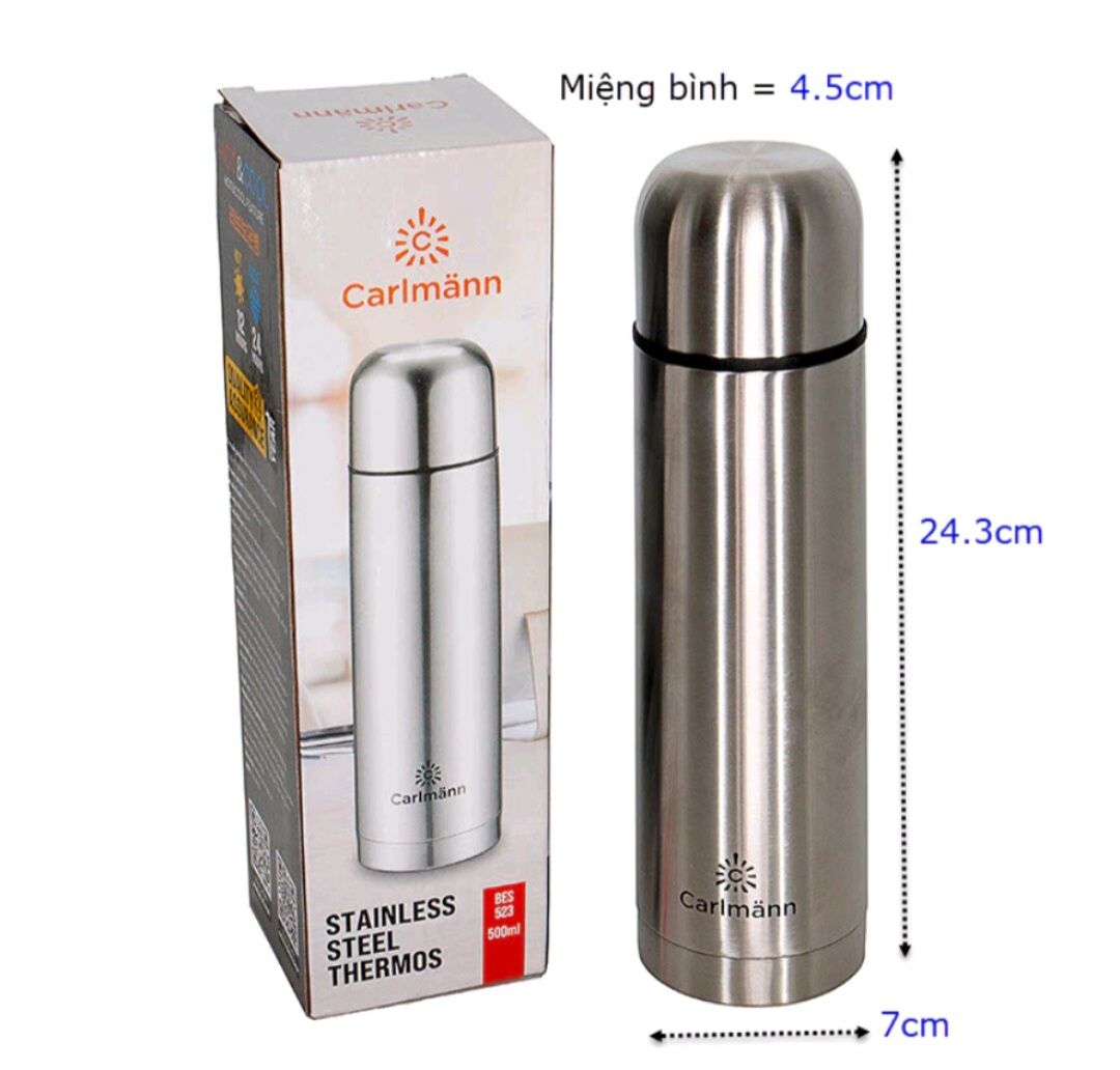 Bình Giữ Nhiệt inox CarLMann 500ml - BES523