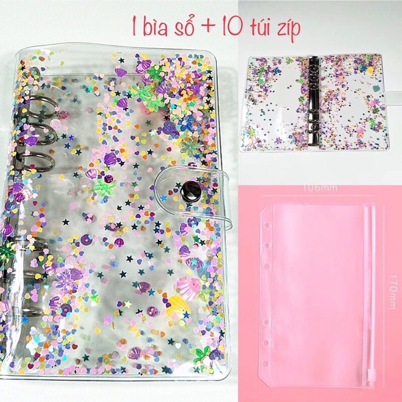 Sổ quản lý chi tiêu cá nhân sổ còng A6 có 10 túi zip