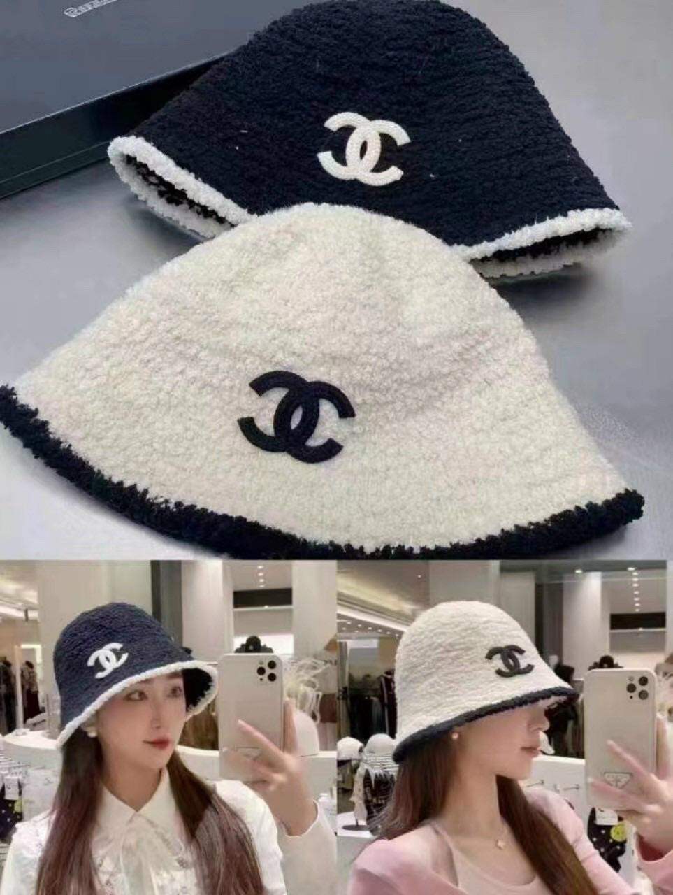Mũ bucket lông cừu - nón bo vành cụp chất lông Nhập họa tiếc thời trang nữ