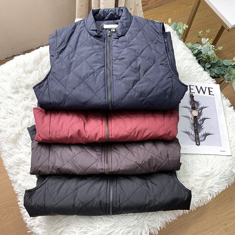 Áo Vest Cotton Dáng Ôm Cổ Đứng Thời Trang Nữ Chất Lượng Cao Mùa Thu Đông Phong Cách Retro Màu Trơn Khóa Kéo Polyester