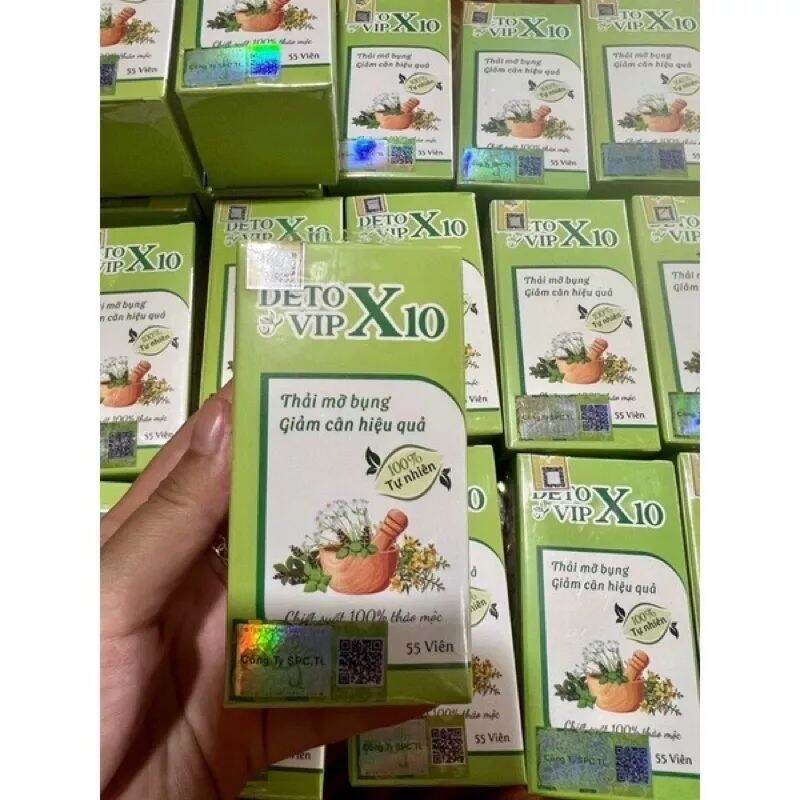 Detox s - detox vip x10 - x9 giảm mỡ bụng - siết eo 55 viên/hộp