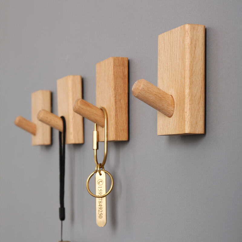 Gỗ Chắc Chắn Treo Tường Móc Treo Quần Áo Phòng Khách Phòng Ngủ Áo Khoác Móc Không Cần Khoan Túi Đựng Quần Áo Mũ Giá Sắp Xếp Lưu Trữ