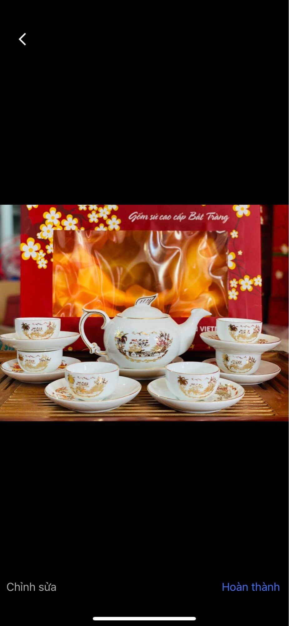 Bộ ấm trà gốm sứ Bát Tràng cao cấp.