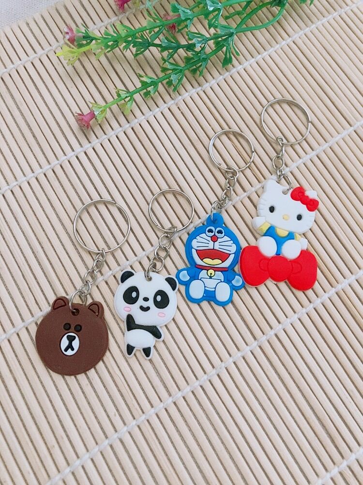 1 cái móc khoá dẻo silicon hoạt hình dễ thương ngẫu nhiên hình móc chìa khoá silicon siêu cute