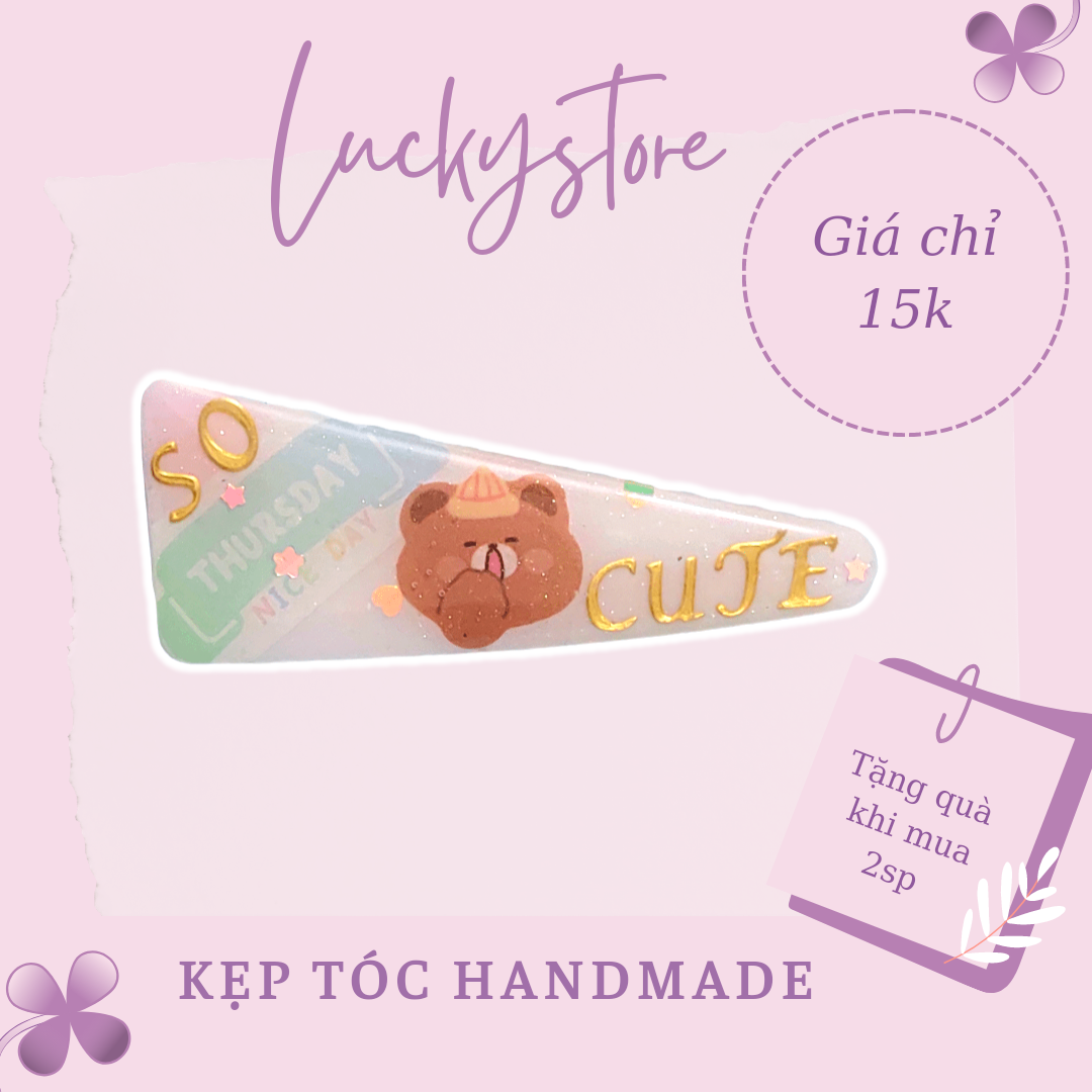 Kẹp tóc hình gấu so cute handmade 6,5cm