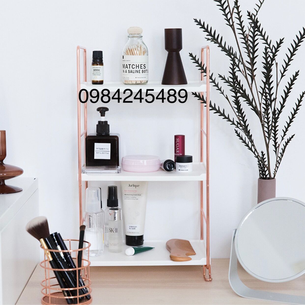Kệ để đồ 2 - 3 tầng rose gold "sẵn hàng"