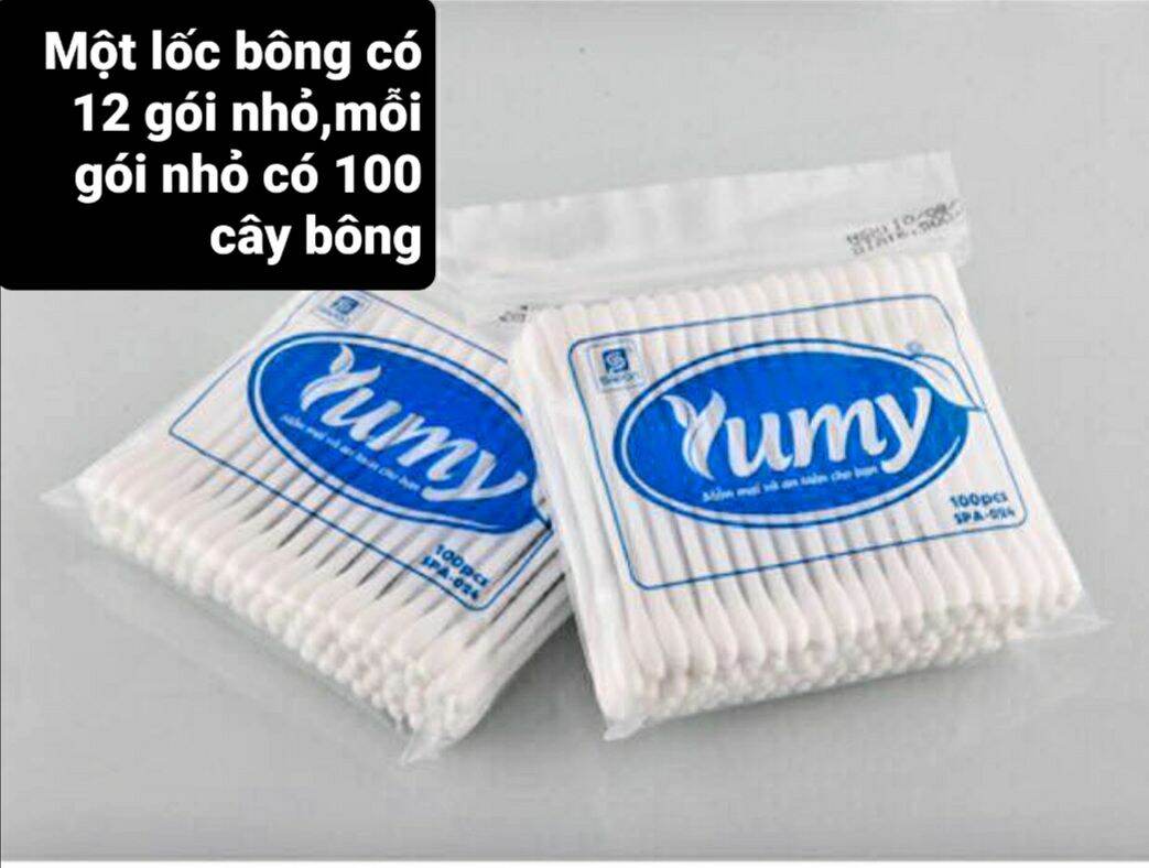 Bông Yumy Túi Zipper Người Lớn Thân Nhựa 100 Cây Lố 12 Túi Zỉpper Hàng Chính Hãng Hóa Đơn Đính Kèm Đầu Tròn Và Đầu Xoắn Dùng Chăm Sóc Tai Hay Trang Điểm Tùy Mục Đích Sử Dựng Zirpố