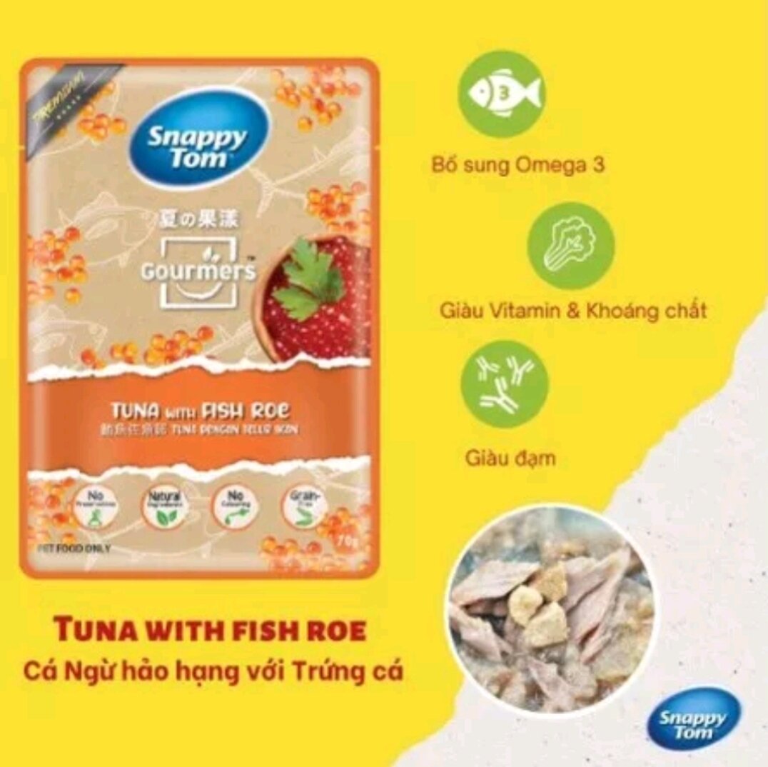 [THÙNG 24 GÓI] Pate Snappy tom trái cây gói 70g- Pate cho mèo