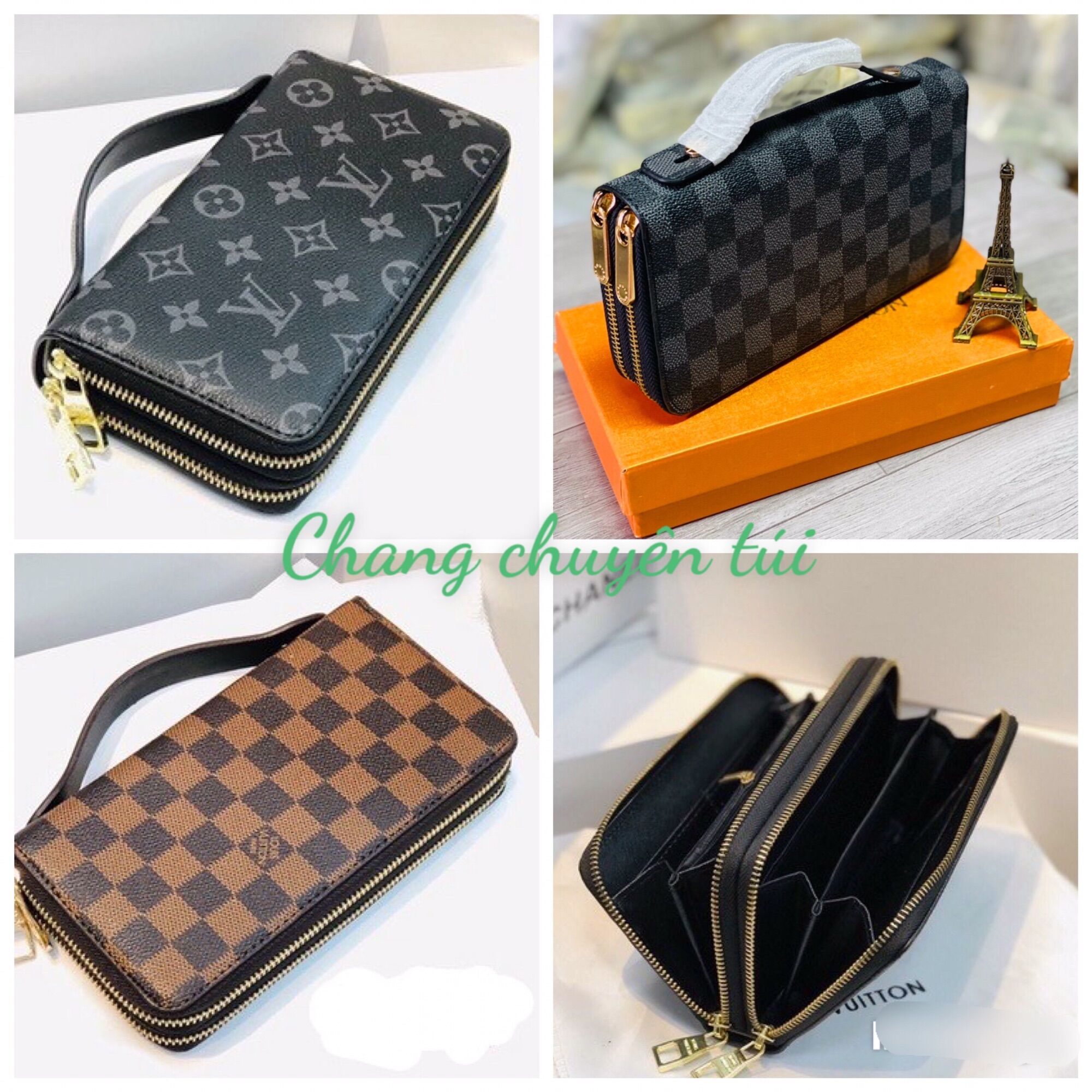 Ví nam, Clutch nam 2 khoá da đẹp có hộp, ví dài 2 khoá, ví nam, ví nữ, Clutch nam
