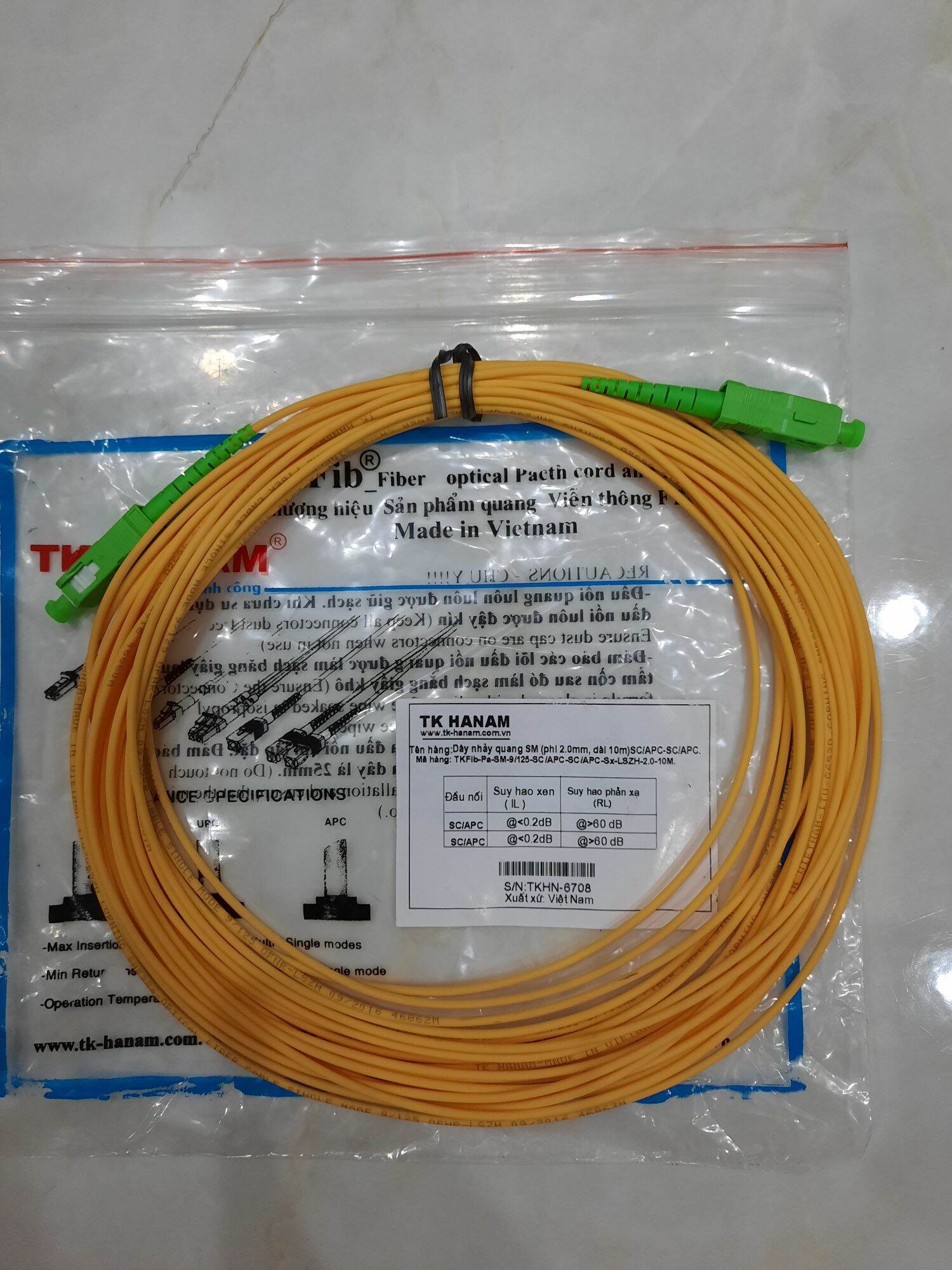 Dây nhảy quang sc/apc-sc/apc singlemode 2.0, 10m giá chưa vat