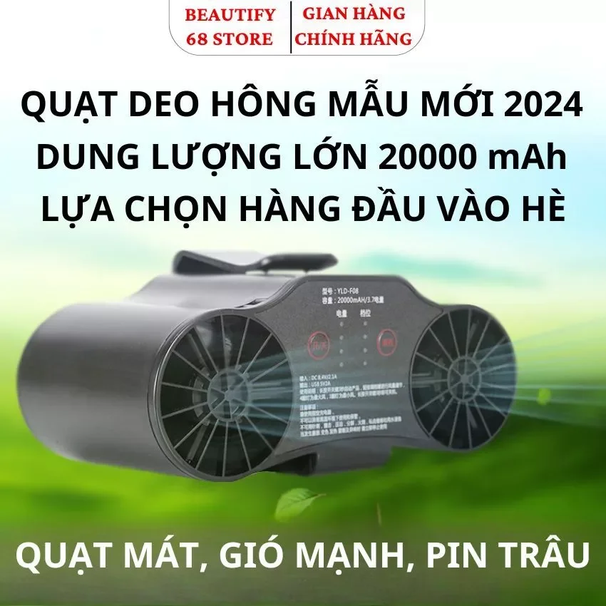Quạt tích điện đeo thắt lưng.quạt điều hoà mini..làm mát lạnh ngoài trời20000mah