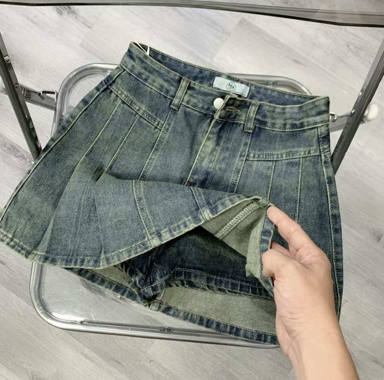 🎀CHÂN VÁY JEAN XẾP LI - HÀNG VNXK.