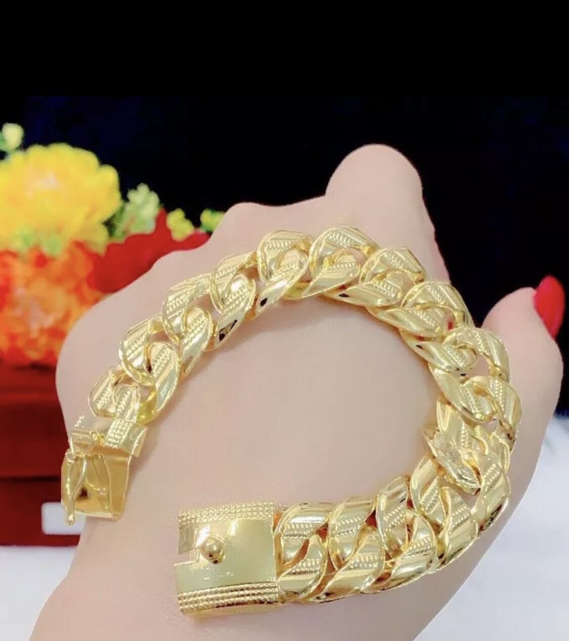 Lắc tay nam kiểu bọng mạ vàng 18k cao cấp