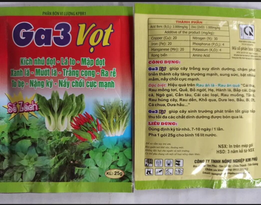 phân bón lá GA3 vọt - gói 25gr[ combo 5 gói]