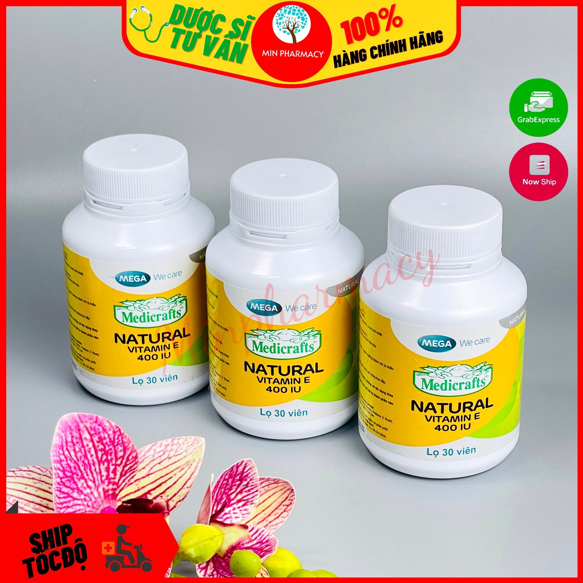 Viên uống bổ sung vitamin e chống oxy hoá mega natural vitamin e 400iu lọ 30 viên nang - minpharmacity