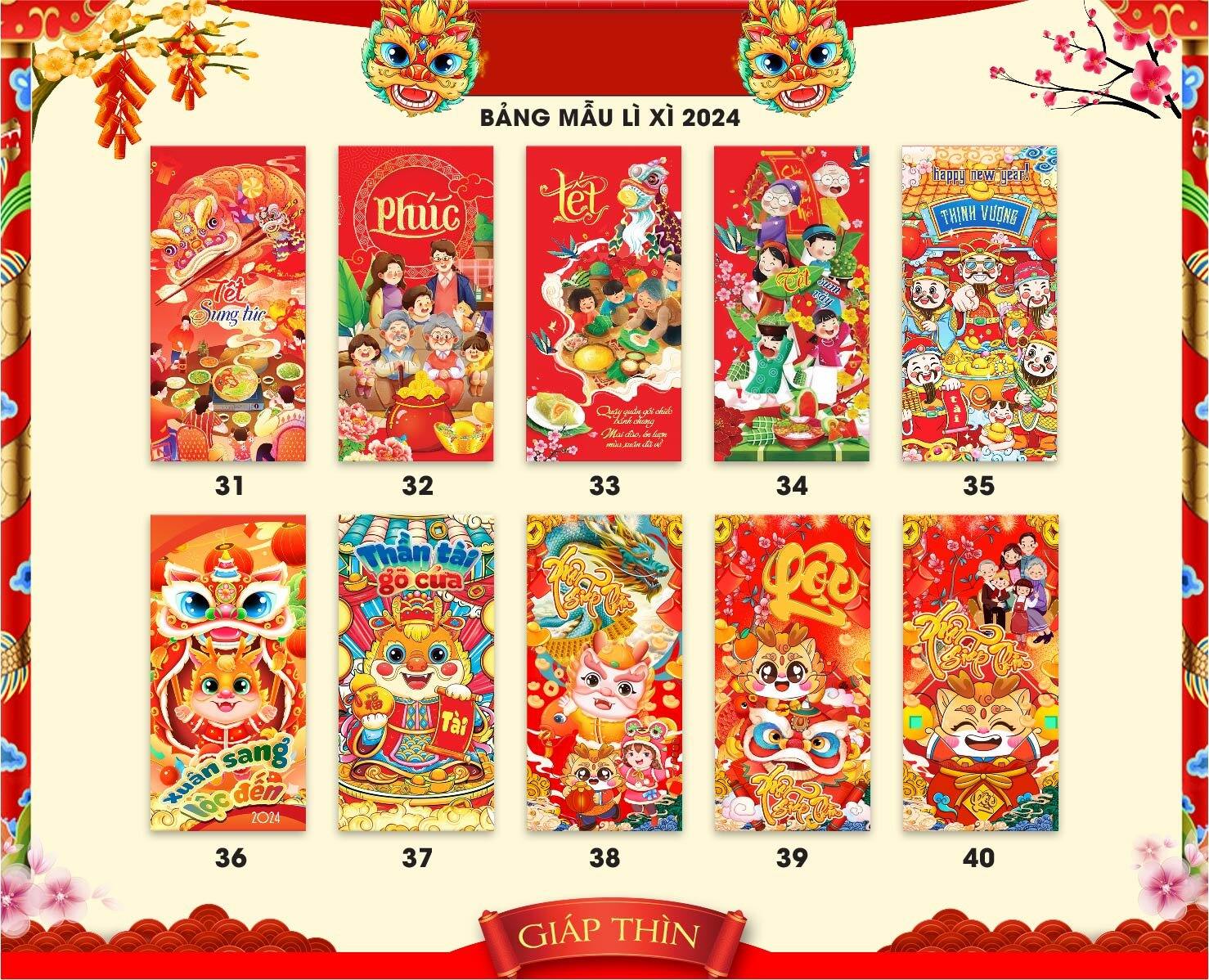 [combo 100 cái] BAO LÌ XÌ MẪU MỚ GIÁ SỈ