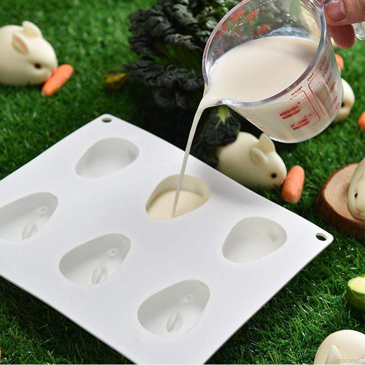 Khuôn silicon thỏ 6 con làm thạch, pudding, socola...