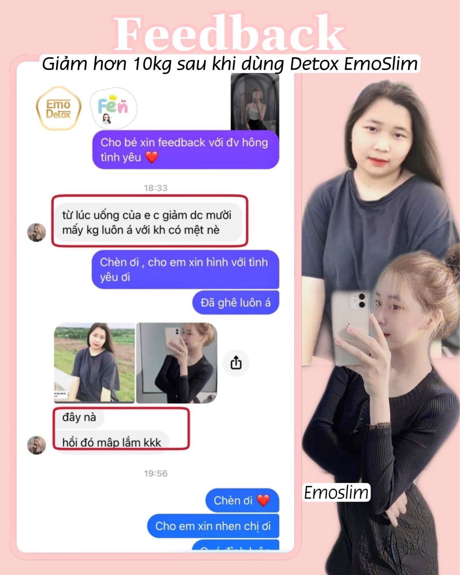 [CHÍNH HÃNG EMOSLIM] NƯỚC TRÁI CÂY VỊ CAM VÀ TRÀ BỨA